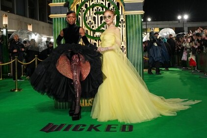 Cynthia Erivo, left, and Ariana Grande pose for photographers upon arrival at the premiere of the film 'Wicked' on Monday, Nov. 18, 2024, in London. (Scott A Garfitt/Invision/AP) Cynthia Erivo, left, and Ariana Grande pose for photographers upon arrival at the premiere of the film 'Wicked' on Monday, Nov. 18, 2024, in London. (Scott A Garfitt/Invision/AP)