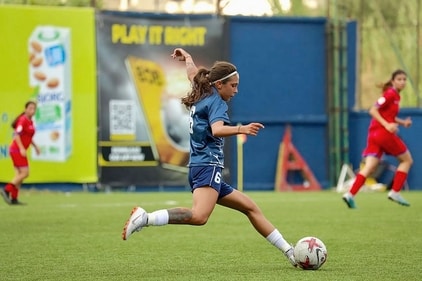 File photo of Lebanese footballer Celine Haidar crossing the ball during a football match in Lebanon. (AFP) File photo of Lebanese footballer Celine Haidar crossing the ball during a football match in Lebanon. (AFP)