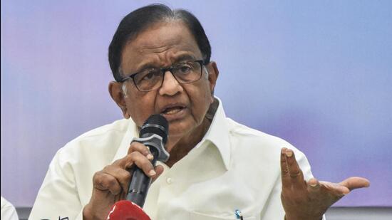 Congress MP P Chidambaram in Mumbai earlier this month. (ANI Photo)