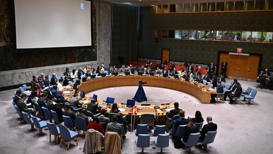 The United Nations Security Council meets to discuss the situation in the Middle East on November 20, 2024, at UN headquarters in New York City. The UN Security Council is expected to vote Wednesday on another draft resolution calling for a ceasefire in Gaza in its latest attempt to exert pressure to end the war. (Photo by ANGELA WEISS / AFP) (AFP)