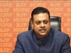 BJP spokesperson Sambit Patra addresses a press conference at the party headquarters. BJP spokesperson Sambit Patra addresses a press conference at the party headquarters.