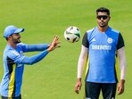 Nitish Kumar Reddy and Harshit Rana during a practice session. Nitish Kumar Reddy and Harshit Rana during a practice session.