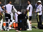 Team India players during training session in Perth Team India players during training session in Perth