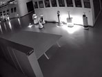 The robots were seen leaving at night on a CCTV camera installed inside the showroom.