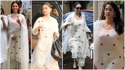 Ananya Panday, Alia Bhatt, Malaika Arora and Janhvi Kapoor wear the same kurta set. Ananya Panday, Alia Bhatt, Malaika Arora and Janhvi Kapoor wear the same kurta set.