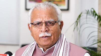 Former chief minister and Union power minister Manohar Lal Khattar for Karnal, Union minister Krishan Pal Gujjar for Faridabad, BJP state chief Mohan Lal Badoli and Ravinder Jaglan for Sonepat, senior BJP leader Sudha Yadav and Mahesh Chauhan for Gurugram. (HT File)