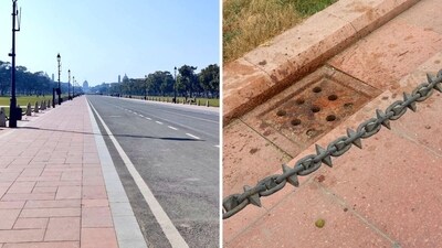 The image allegedly shows a gutkha-stained Kartavya Path. (X/@811GK) The image allegedly shows a gutkha-stained Kartavya Path. (X/@811GK)