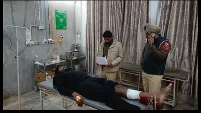 Sunil Kumar alias Baba undergoing treatment at Moga hospital. (HT Photo)