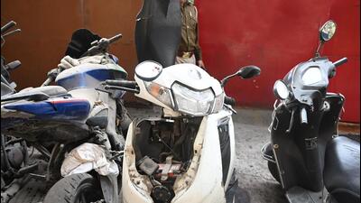 The scooter the man was riding. (Sunil Ghosh/HT Photo) The scooter the man was riding. (Sunil Ghosh/HT Photo)