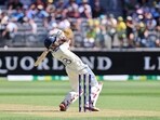 Nitish Kumar Reddy hits a six in Perth.