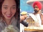 Tamannaah Bhatia and Diljit Dosanjh devouring Makhan Malai in Lucknow