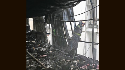 A massive fire broke out in a handloom shop at Chhoti Line Sadar Bazar in Yamunanagar on Friday. (HT File/ Representational image)