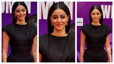 Ananya Panday went for a minimalistic black gown that had a defined silhouette around the shoulder. Keeping her hair down with a middle parting and dainty earring, she aced this simple, elegant look. (PC: Ashutosh Rai) Ananya Panday went for a minimalistic black gown that had a defined silhouette around the shoulder. Keeping her hair down with a middle parting and dainty earring, she aced this simple, elegant look. (PC: Ashutosh Rai)
