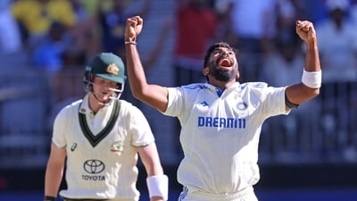 Jasprit Bumrah celebrates the wicket of Australia's Steve Smith for a duck (AP)