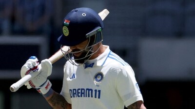 Virat Kohli following his dismissal in the first innings of the first India vs Australia Test match in Perth. (AFP) Virat Kohli following his dismissal in the first innings of the first India vs Australia Test match in Perth. (AFP)