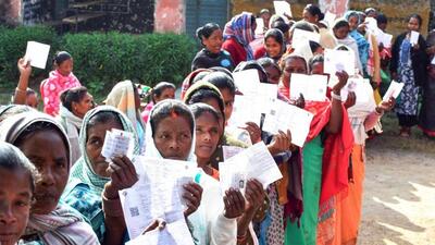 Female voters outnumbered the male voters by 5,51,797 across the state. (ANI photo) Female voters outnumbered the male voters by 5,51,797 across the state. (ANI photo)