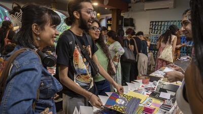 The fest has 35 paid tables helmed by artists as well as well-known publications like Blaft and Agents of Ishq, apart from common tables which display the work of 140 artists. (Satish Bate/ HT photo) The fest has 35 paid tables helmed by artists as well as well-known publications like Blaft and Agents of Ishq, apart from common tables which display the work of 140 artists. (Satish Bate/ HT photo)