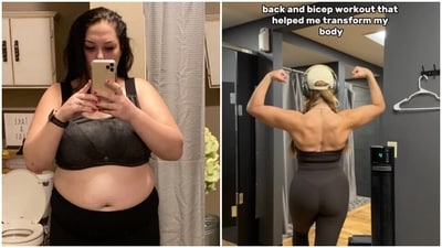 Woman, who lost 54 kg, shares back and bicep workout that helped her in her transformation. Woman, who lost 54 kg, shares back and bicep workout that helped her in her transformation.