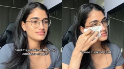 Employee's resignation video went viral, showing a heartwarming and supportive farewell from her boss. (Instagram/hiimsimran_)