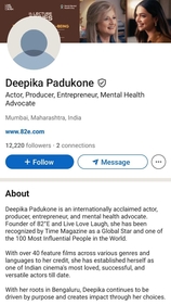 Deepika Padukone's account on LinkedIn.