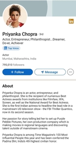 Priyanka Chopra's profile on LinkedIn.