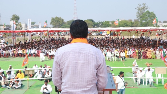 BJP's Amravati candidate Pratap Adsad at a public meet in Maharashtra (Credit: X/@PratapAdsad_)