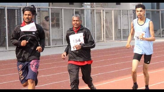 Athletes in action on the third day of Para Khedan Watan Punjab Diyan in Ludhiana on Friday. (Manish/ HT Photo)