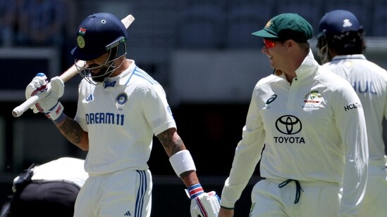 The Indian batting order had a disastrous start as opener Yashasvi Jaiswal departed for a eight-ball duck. Meanwhile, Devdutt Padikkal, at no. 3, lost his wicket for a 23-ball duck and Virat Kohli left for five runs off 12 balls.(AFP)