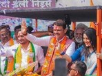 Maharashtra deputy chief minister Devendra Fadnavis during a roadshow for the Maharashtra Assembly elections,