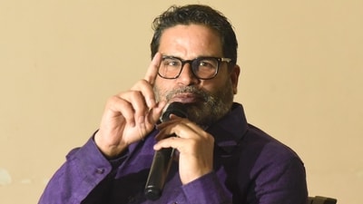 Jan Suraj Party chief Prashant Kishor addresses a press conference at his residence in Patna on Saturday. (Santosh Kumar/Hindustan Times)