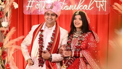 Amit Mishra and Kriti Thakur during their wedding ceremony held in Lucknow. Amit Mishra and Kriti Thakur during their wedding ceremony held in Lucknow.