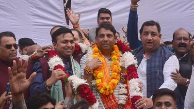 BJP candidate Sanjeev Sharma secured 96,946 votes while the runner up candidate secured 27,595 votes. Others lost their deposit. (Sakib Ali/HT Photo) BJP candidate Sanjeev Sharma secured 96,946 votes while the runner up candidate secured 27,595 votes. Others lost their deposit. (Sakib Ali/HT Photo)