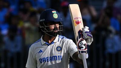 India opener KL Rahul (62*) celebrates reaching his half century on Day 2 of the first Test against Australia at the Optus Stadium in Perth on Saturday. (AFP) India opener KL Rahul (62*) celebrates reaching his half century on Day 2 of the first Test against Australia at the Optus Stadium in Perth on Saturday. (AFP)