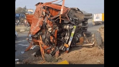 Mangles remains of the vehicle. (HT Photo)