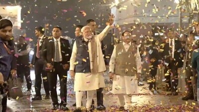 Prime Minister Narendra Modi at BJP headquarters in New Delhi. Prime Minister Narendra Modi at BJP headquarters in New Delhi.