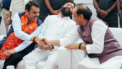 Maharashtra chief minister Eknath Shinde with deputy chief ministers Devendra Fadnavis and Ajit Pawar at an election rally. (Devendra Fadnavis-X/ File Photo) (HT_PRINT) Maharashtra chief minister Eknath Shinde with deputy chief ministers Devendra Fadnavis and Ajit Pawar at an election rally. (Devendra Fadnavis-X/ File Photo) (HT_PRINT)