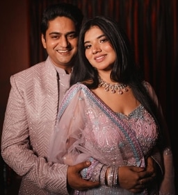 Amit Mishra and Kriti Thakur during their engagement ceremony held in Lucknow. Amit Mishra and Kriti Thakur during their engagement ceremony held in Lucknow.