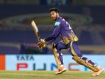 Venkatesh Iyer in action for KKR. Venkatesh Iyer in action for KKR.