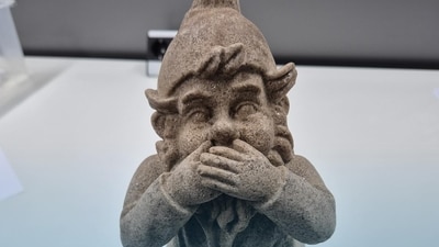 The police team grew suspicious of the garden ornament after it was found sitting amid other narcotics. (Facebook/PolitieBasisteamDongemond) The police team grew suspicious of the garden ornament after it was found sitting amid other narcotics. (Facebook/PolitieBasisteamDongemond)