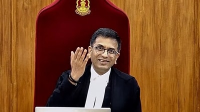 New Delhi, Nov 08 (ANI): Chief Justice of India (CJI) DY Chandrachud sitting in a ceremonial four-judge bench convened to bid his farewell, in New Delhi on Friday. (ANI Photo) (Supreme Court of India/YouTube)