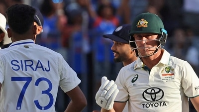 Marnus Labuschagne and Mohammed Siraj shared another confrontational moment during the Perth Test match. (AP) Marnus Labuschagne and Mohammed Siraj shared another confrontational moment during the Perth Test match. (AP)