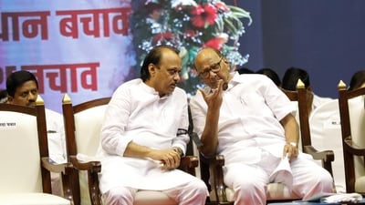 Ajit Pawar and Sharad Pawar before the NCP split. (File photo) Ajit Pawar and Sharad Pawar before the NCP split. (File photo)
