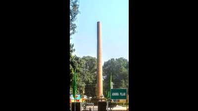 Ashoka Pillar inside the Akbar’s fort in Prayagraj (Sourced) Ashoka Pillar inside the Akbar’s fort in Prayagraj (Sourced)