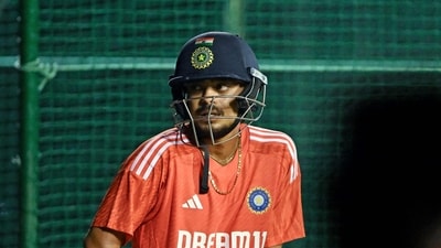 India's Ishan Kishan attends a practice session. (AFP) India's Ishan Kishan attends a practice session. (AFP)