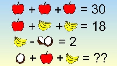 If you can solve this brain teaser about apples, bananas and coconuts, you are a true puzzle champion. (X/@garyhgoodridge) If you can solve this brain teaser about apples, bananas and coconuts, you are a true puzzle champion. (X/@garyhgoodridge)