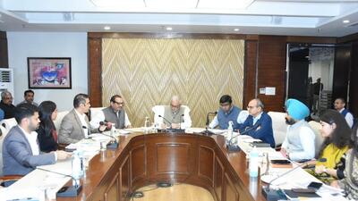 Haryana chief secretary Vivek Joshi with senior officials during his review meeting on Sunday. (HT Photo) Haryana chief secretary Vivek Joshi with senior officials during his review meeting on Sunday. (HT Photo)