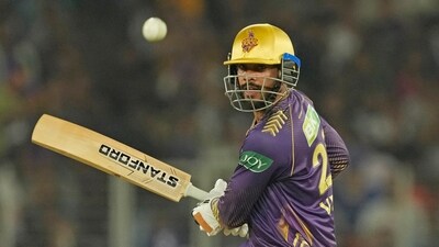 Kolkata Knight Riders' Venkatesh Iyer plays a shot (AP) Kolkata Knight Riders' Venkatesh Iyer plays a shot (AP)