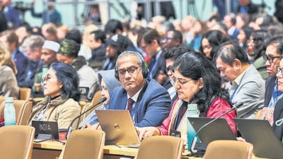 Indian team attends a closing plenary meeting the COP29 United Nations Climate Change Conference, in Baku Azerbaijan. (REUTERS) Indian team attends a closing plenary meeting the COP29 United Nations Climate Change Conference, in Baku Azerbaijan. (REUTERS)