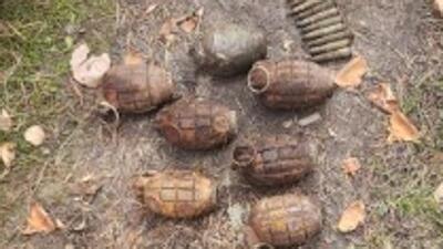 J&K Police recovered 10 grenades from the site. (HT Photo)