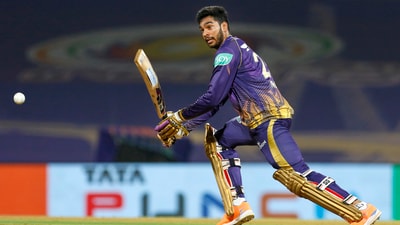 Venkatesh Iyer in action for KKR. (PTI) Venkatesh Iyer in action for KKR. (PTI)